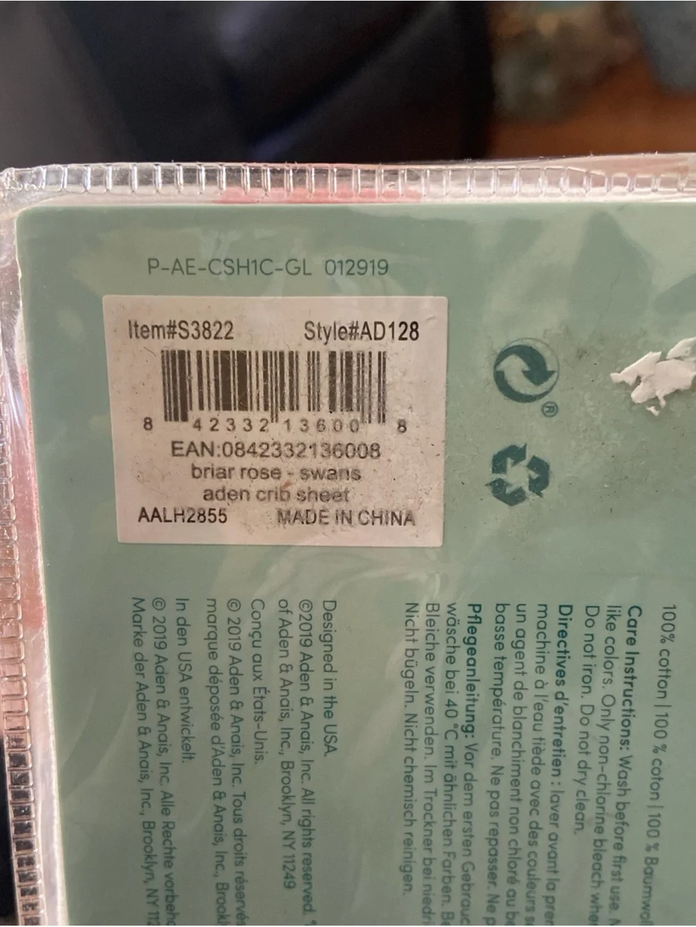 Brand New aden + anais Essentials Briar Rose Pink Swan Crib Sheet Cotton Muslin